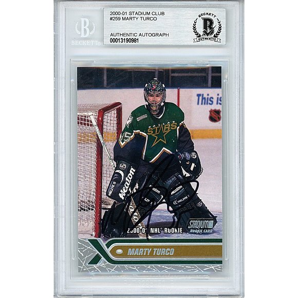 Marty Turco Signed Stars Topps Rookie Hockey Card Beckett BAS Slab Autographed - Picture 1 of 4
